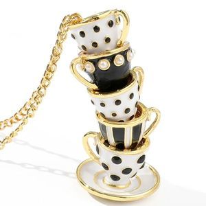 Alice in Wonderland Black & Gold Tea Party Necklace
